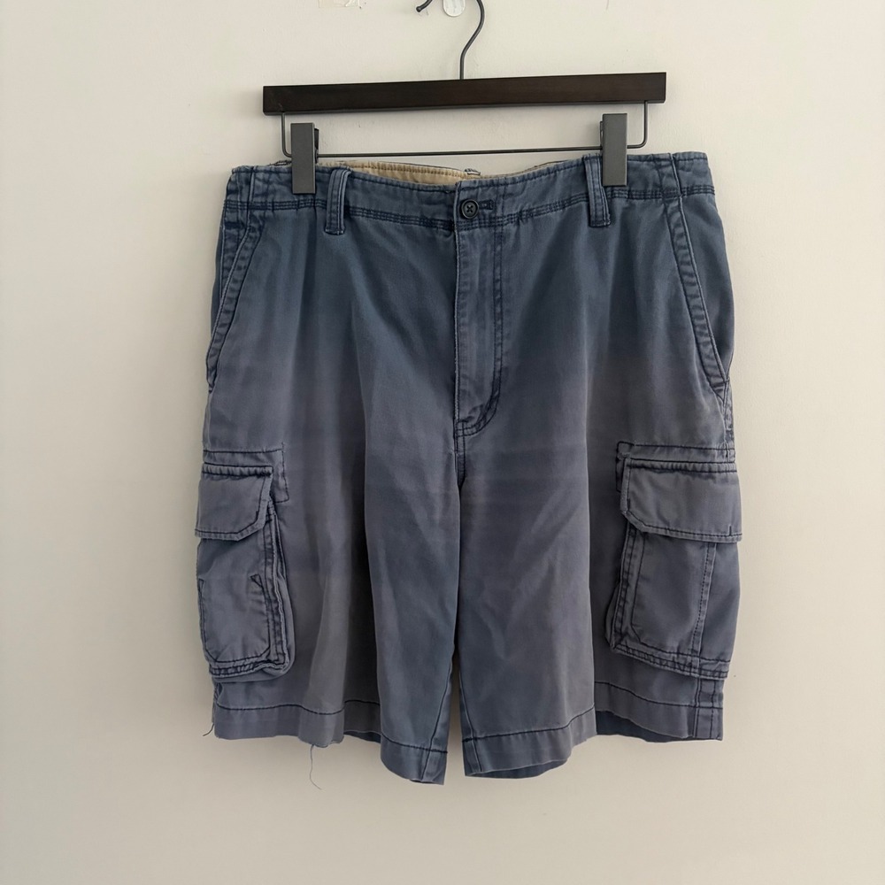 IZOD Mens Blue Cotton Twill Cargo Shorts Size 36 Casual Outdoor